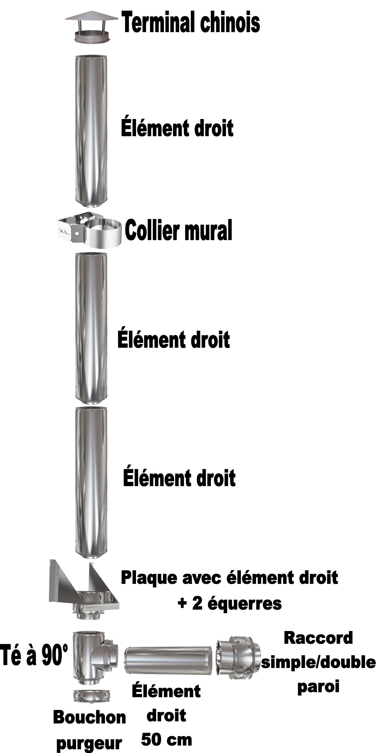 Tuyau De Cheminée Télescopique Inox 316 DN 120 - Ajustable De 55 à 94 Cm